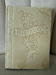 AS IS** 5″ small Vintage 1942 BIRTHDAYS embossed book Augsburg hardback cream