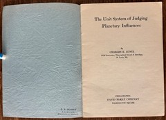 The Unit System of Judging Planetary Influences, Charles E. Luntz 1934 Astrology